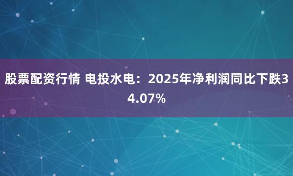 股票配资行情 电投水电：2025年净利润同比下跌34.07%