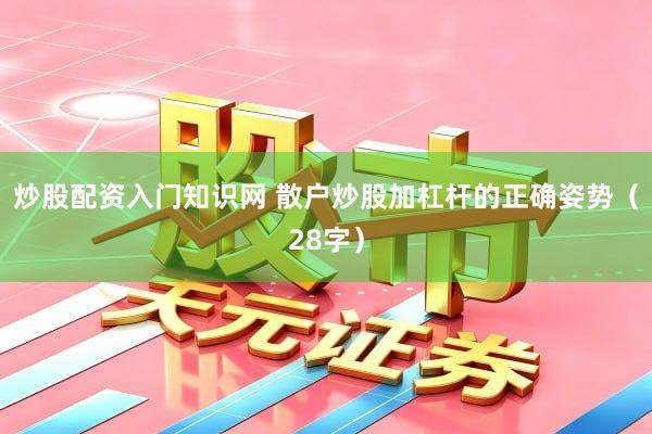 炒股配资入门知识网 散户炒股加杠杆的正确姿势（28字）