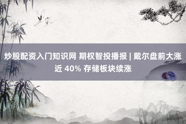 炒股配资入门知识网 期权智投播报 | 戴尔盘前大涨近 40% 存储板块续涨